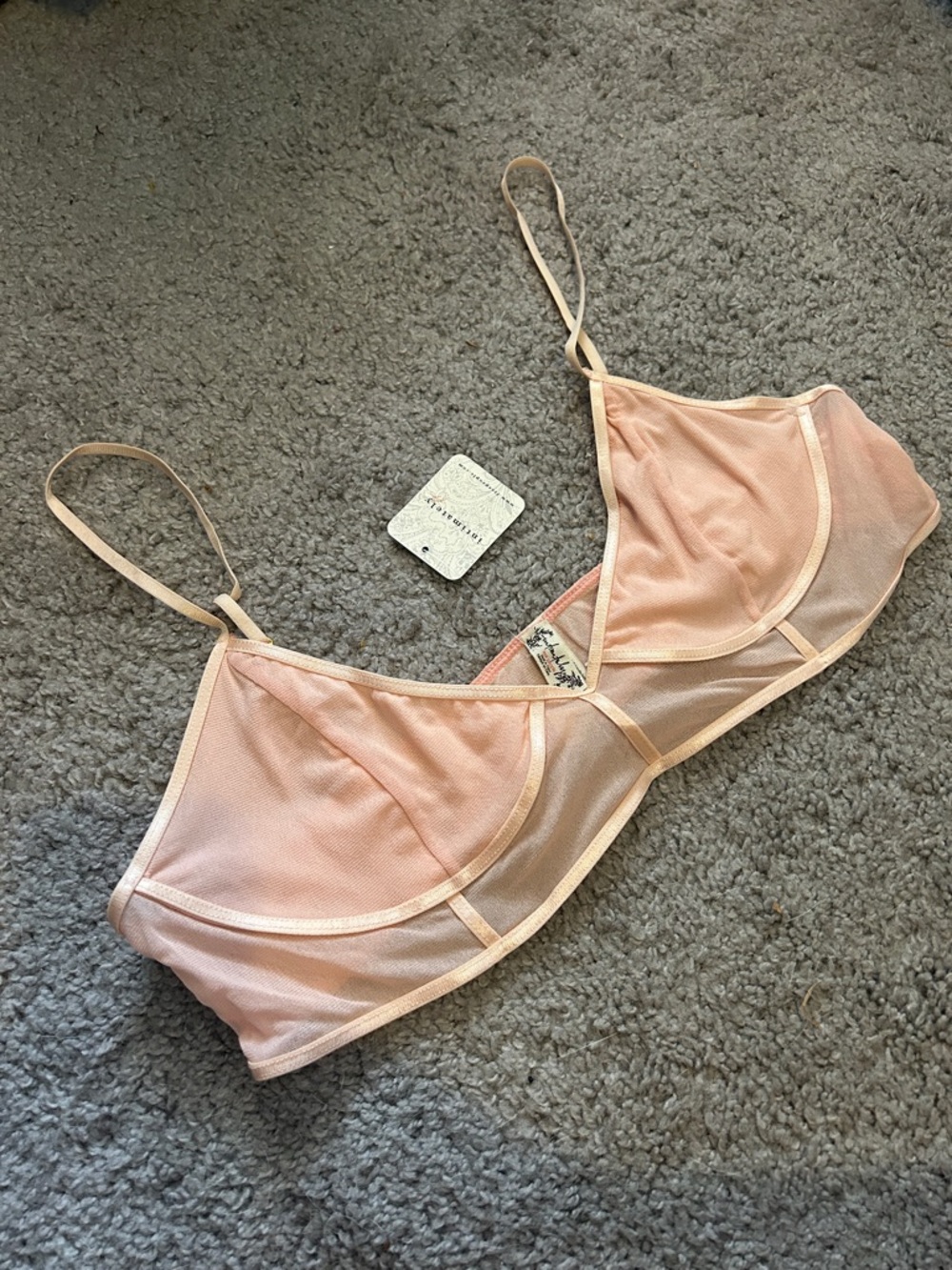 NWT $38 Free People Sheer Pink Frosting Bralette – Size L - Picture 2 of 8